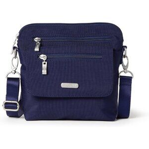 Women's Navy Let's Escape Crossbody Bag phone pocket Imported Zipper